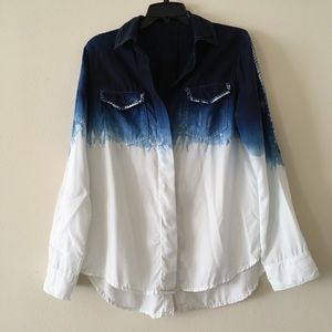 Hand-dyed Indigo Ombre Casual Button down Shirt